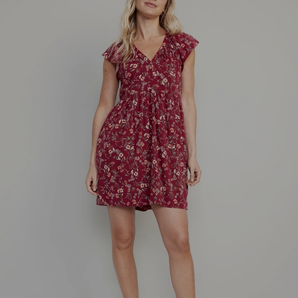 NWT Burgundy Wine Floral Dress Size L
